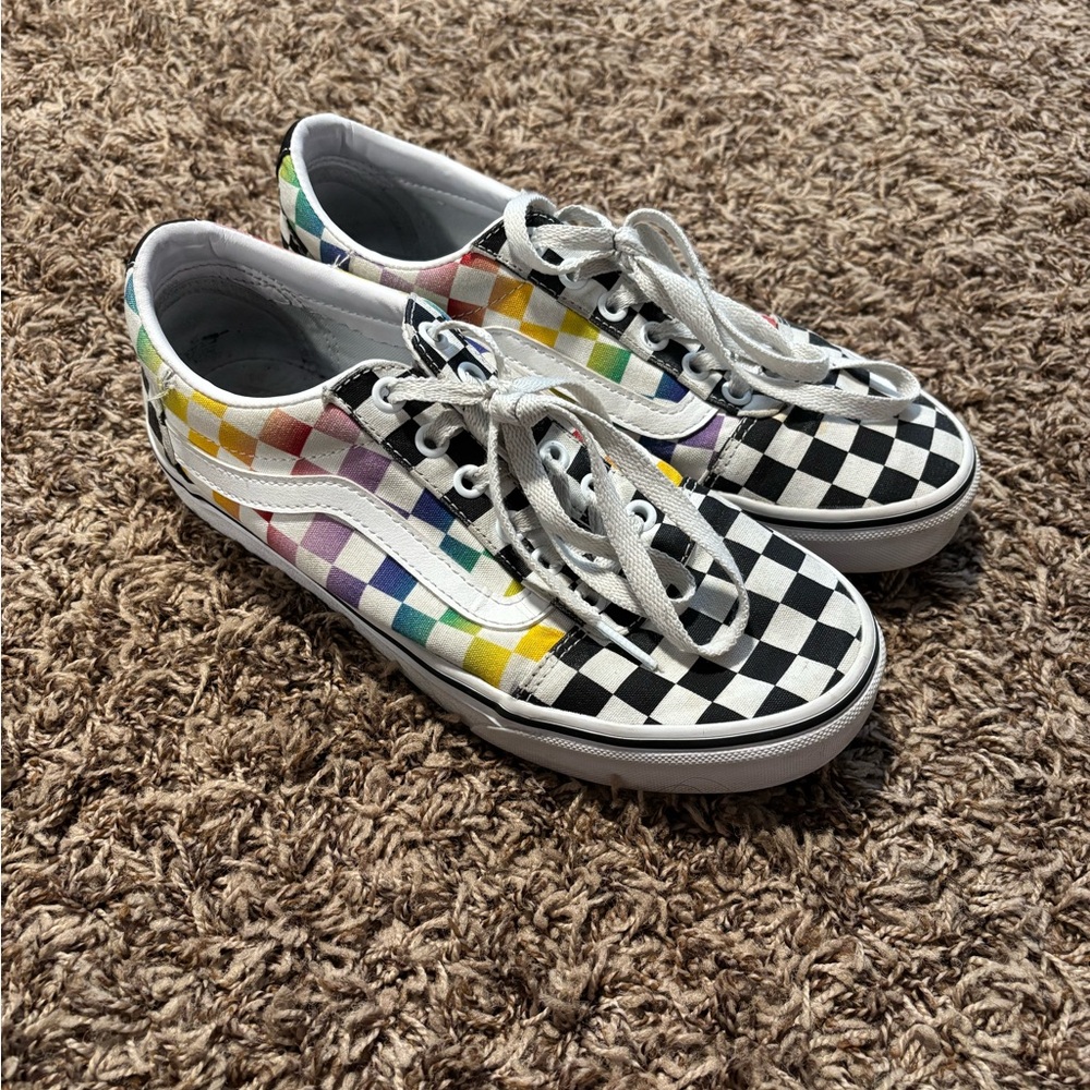 Vans Black and White Checkerboard, Rainbow Checkerboard Sneakers